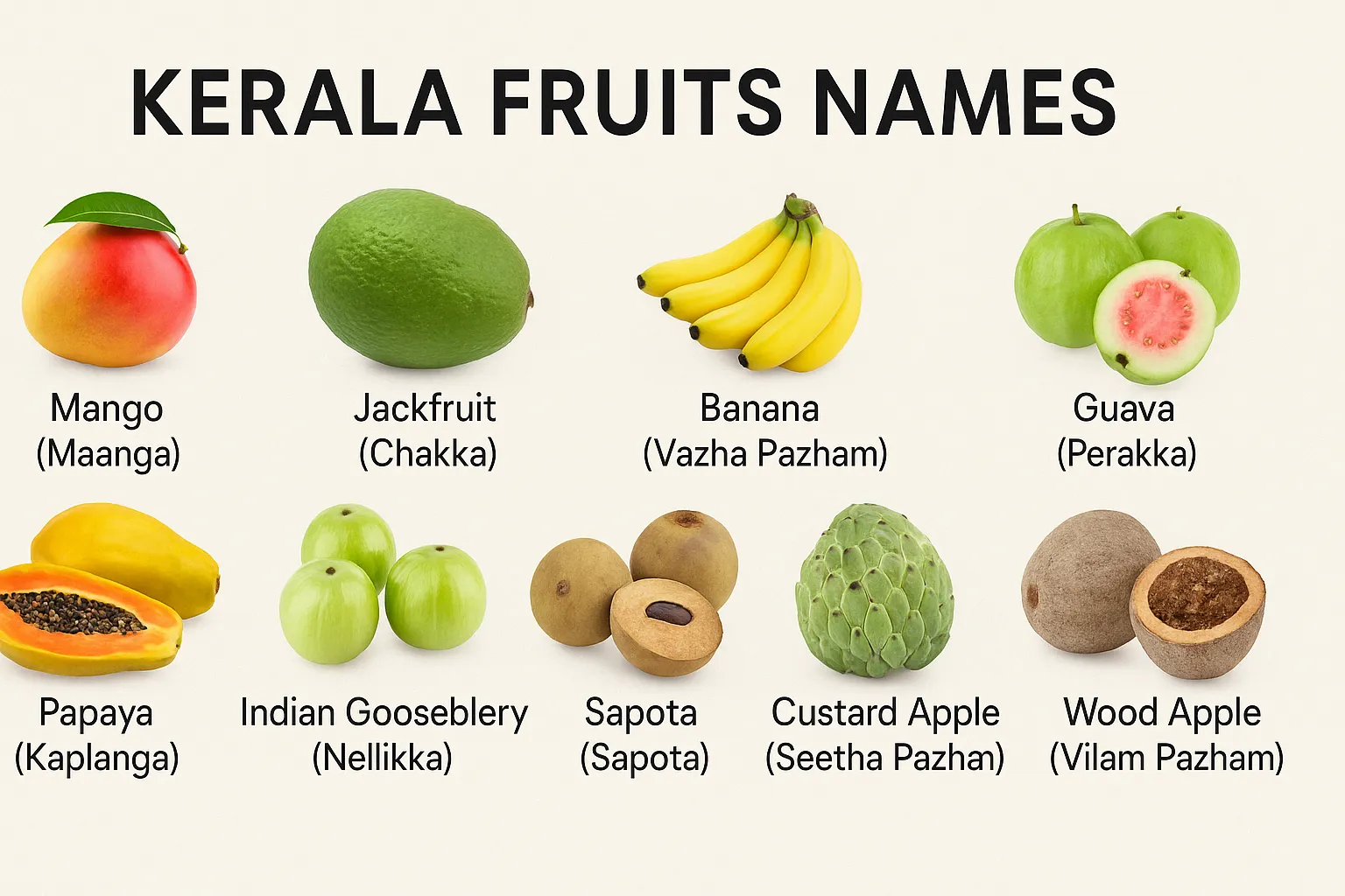 Kerala Fruits Names