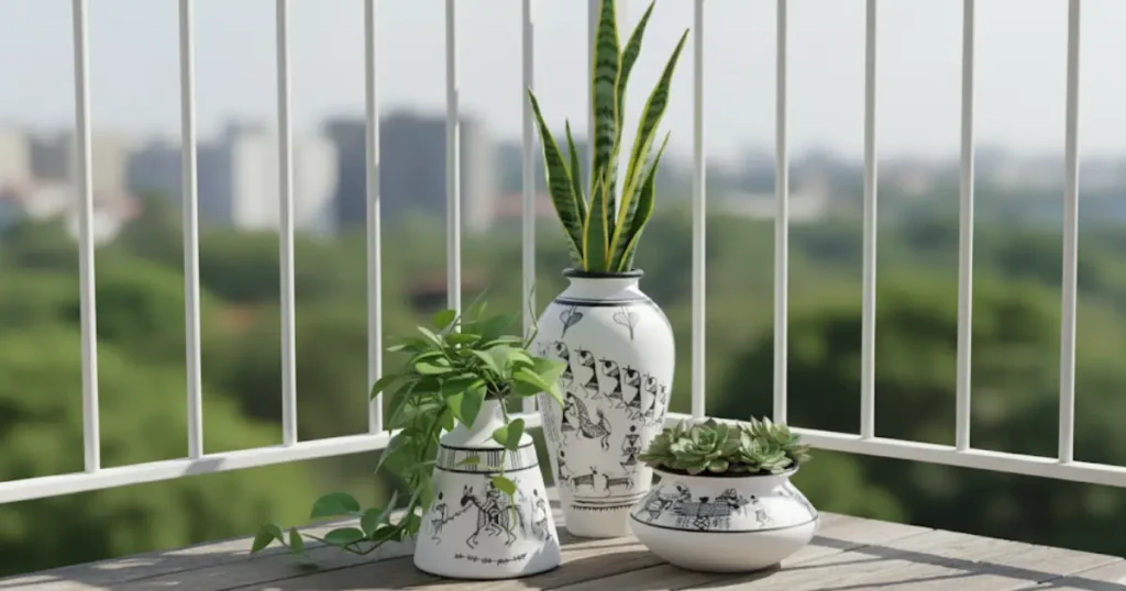 Hand-Painted Terracotta Pot Set