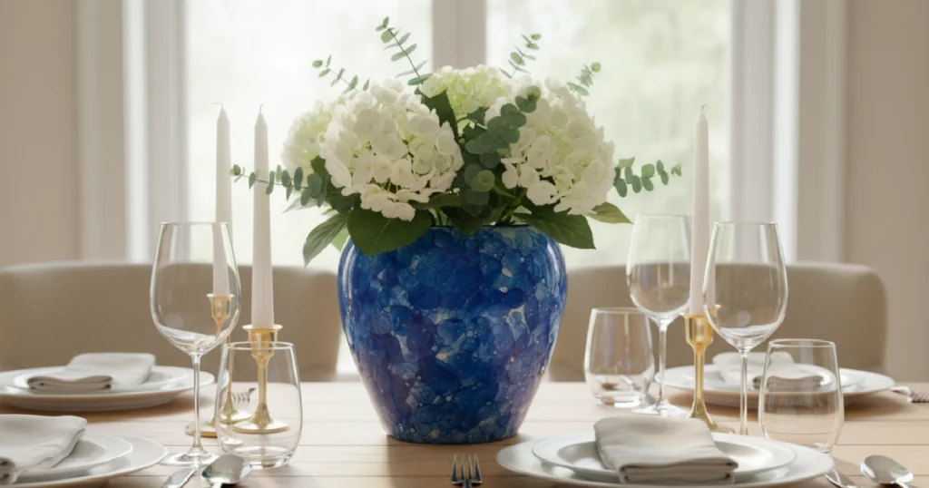 Large Blue Ceramic Planter