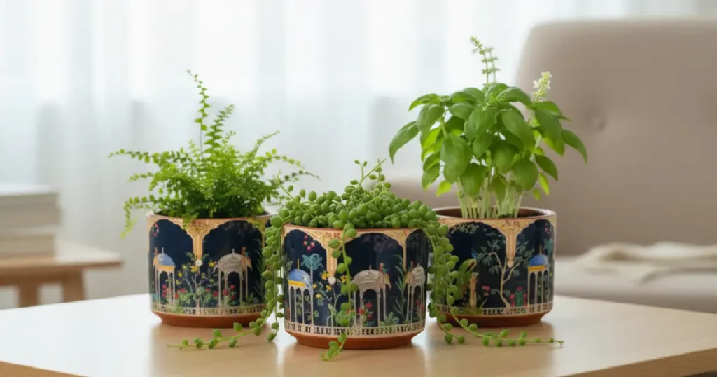 Painted Terracotta Pots Set of 3