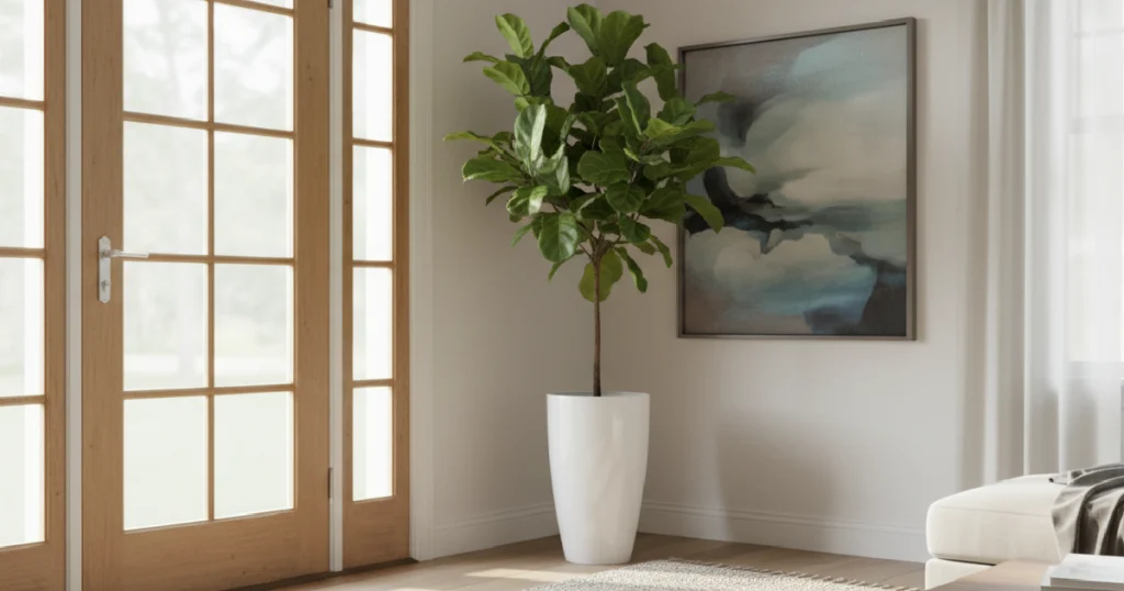 Tall White Ceramic Indoor Planter